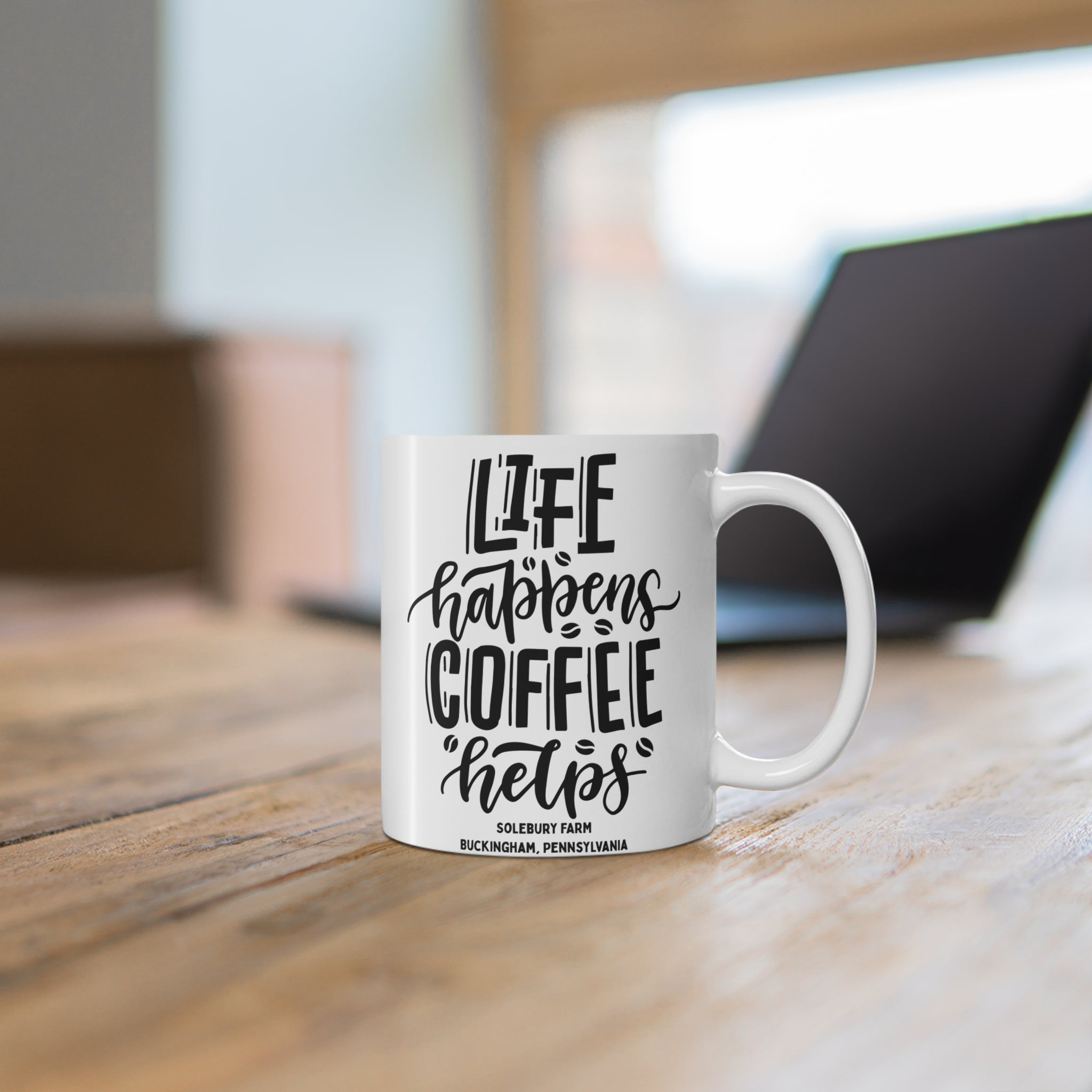 Life Happens Coffee Helps Mug - Cute Coffee Lover Gift, Romantic Coffee Cup, Cozy Kitchen Decor, Perfect for Valentine's Day