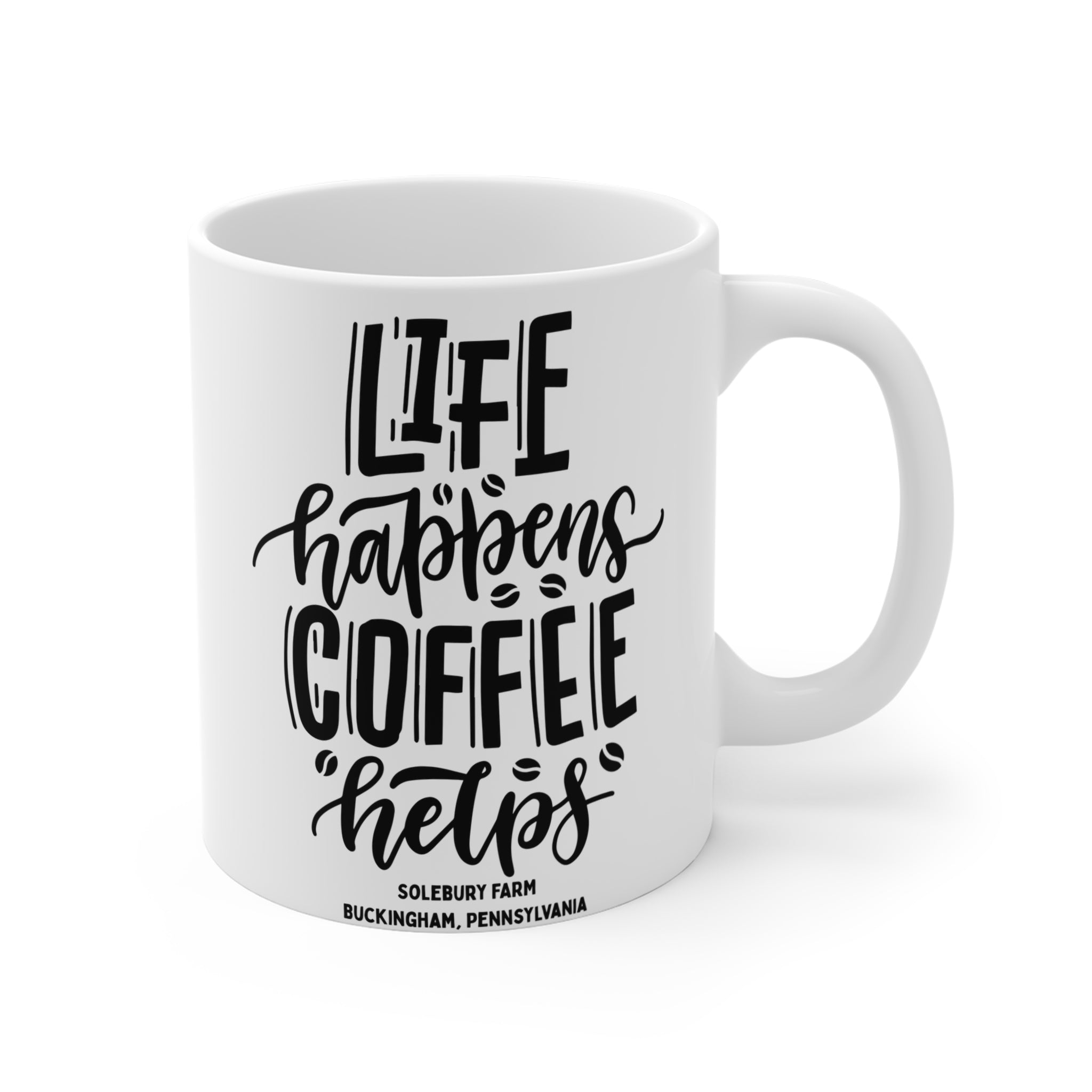 Life Happens Coffee Helps Mug - Cute Coffee Lover Gift, Romantic Coffee Cup, Cozy Kitchen Decor, Perfect for Valentine's Day