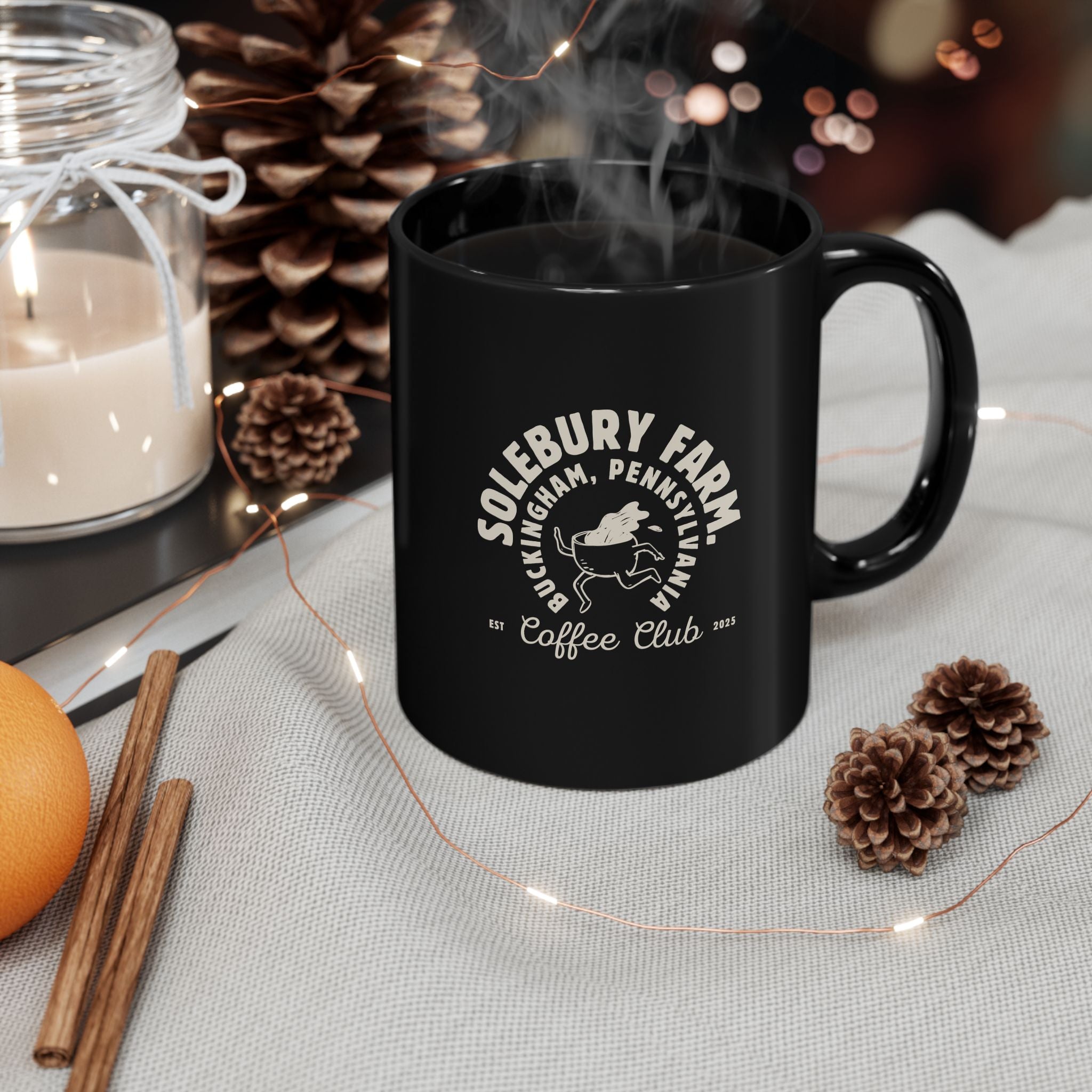Solebury Coffee Club Black Mug | Custom Coffee Mug | Coffee Lover Gift | Home Office Decor | Funny Coffee Mug | 11oz, 15oz