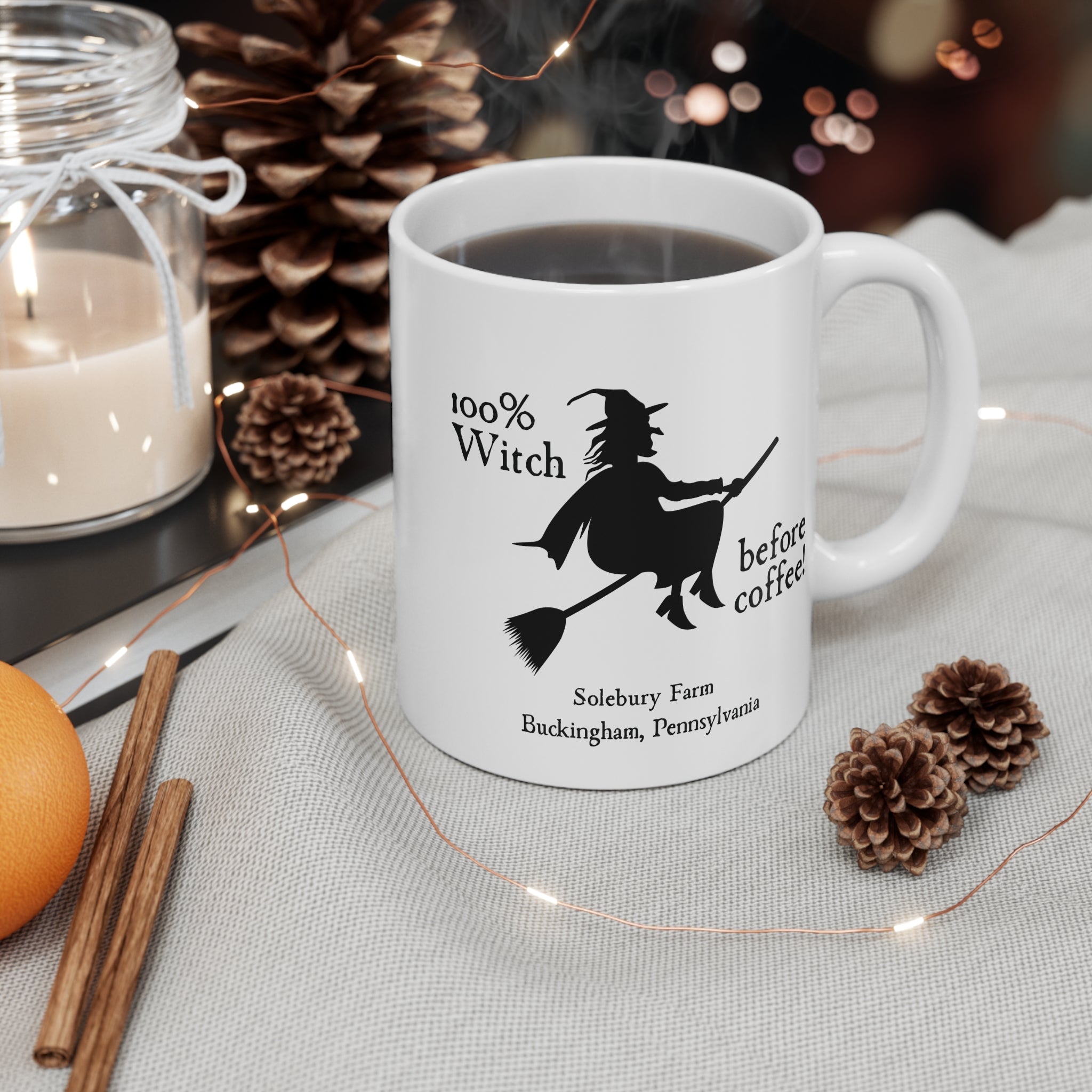Witch Coffee Mug, 100% Witch Before Coffee Ceramic Coffee Cup, Halloween Mug, Gift for Witches, Witchy Kitchen Decor, Funny Coffee Mug