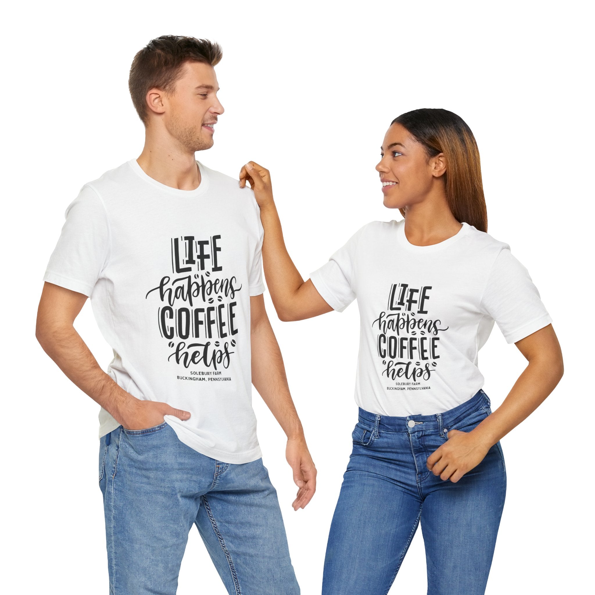 Unisex Coffee Quote Tee - Perfect Gift for Cafe Lovers, Birthday, Casual Wear, Coffee Enthusiasts, Life Happens T-Shirt