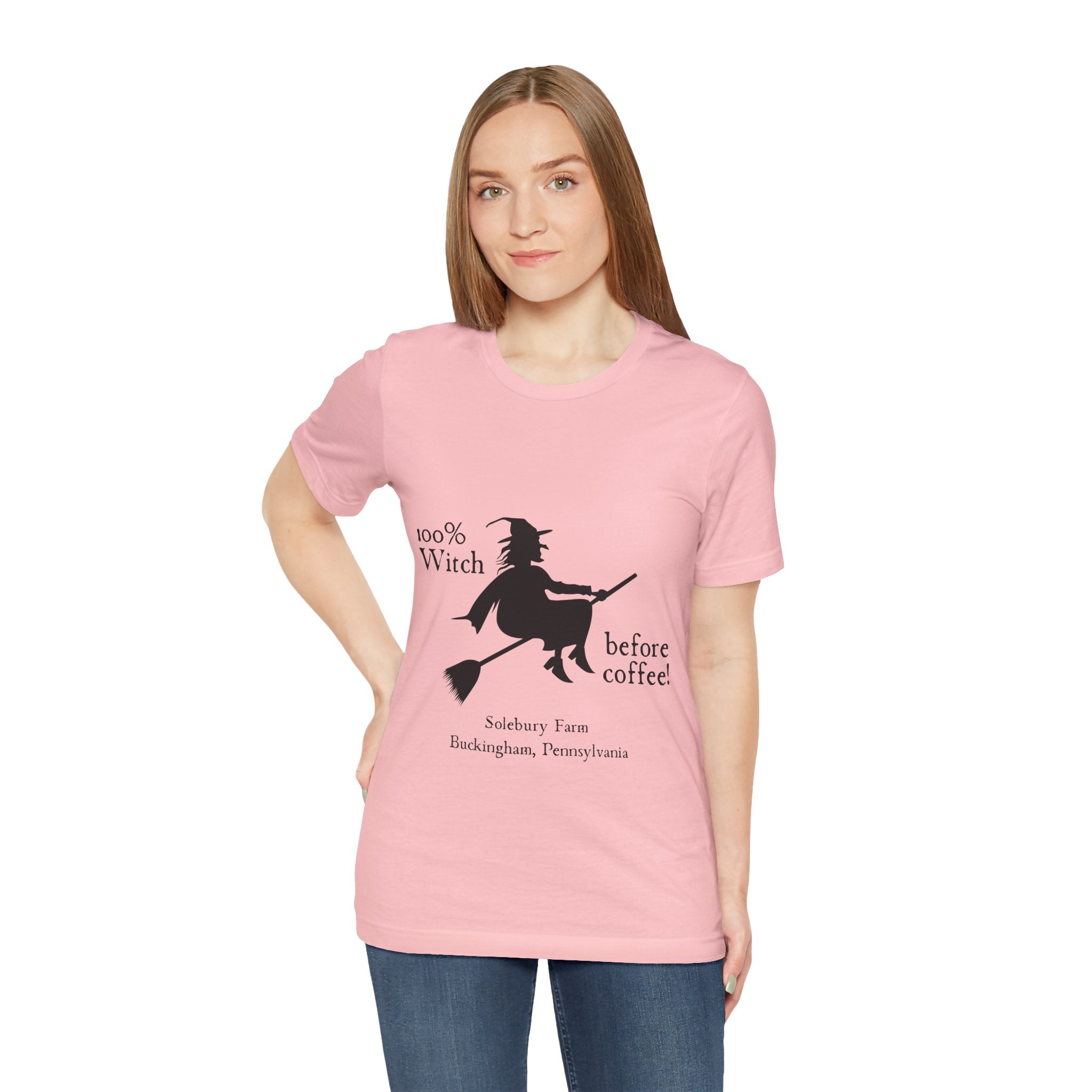 100% Witch Before Coffee Tee, Funny Witch Shirt, Halloween T-Shirt, Gift for Coffee Lovers, Unisex Jersey Tee