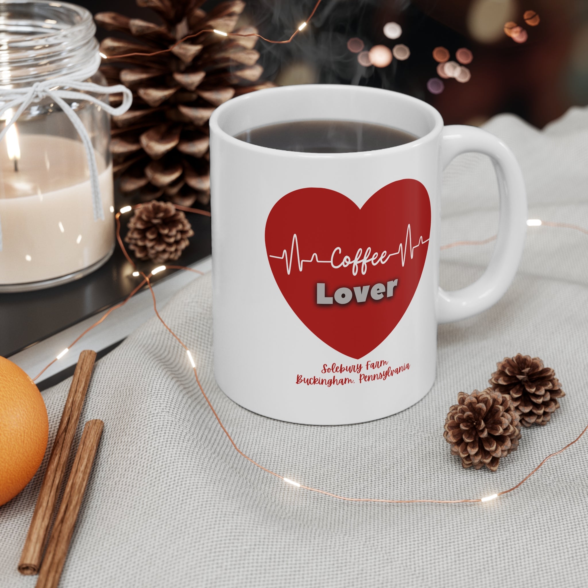 Heartbeats & Coffee: 11oz Love Mug | Perfect Gift for Coffee Lovers | Heartbeat Design | Valentine's Day | Couple's Gift | Home or Office
