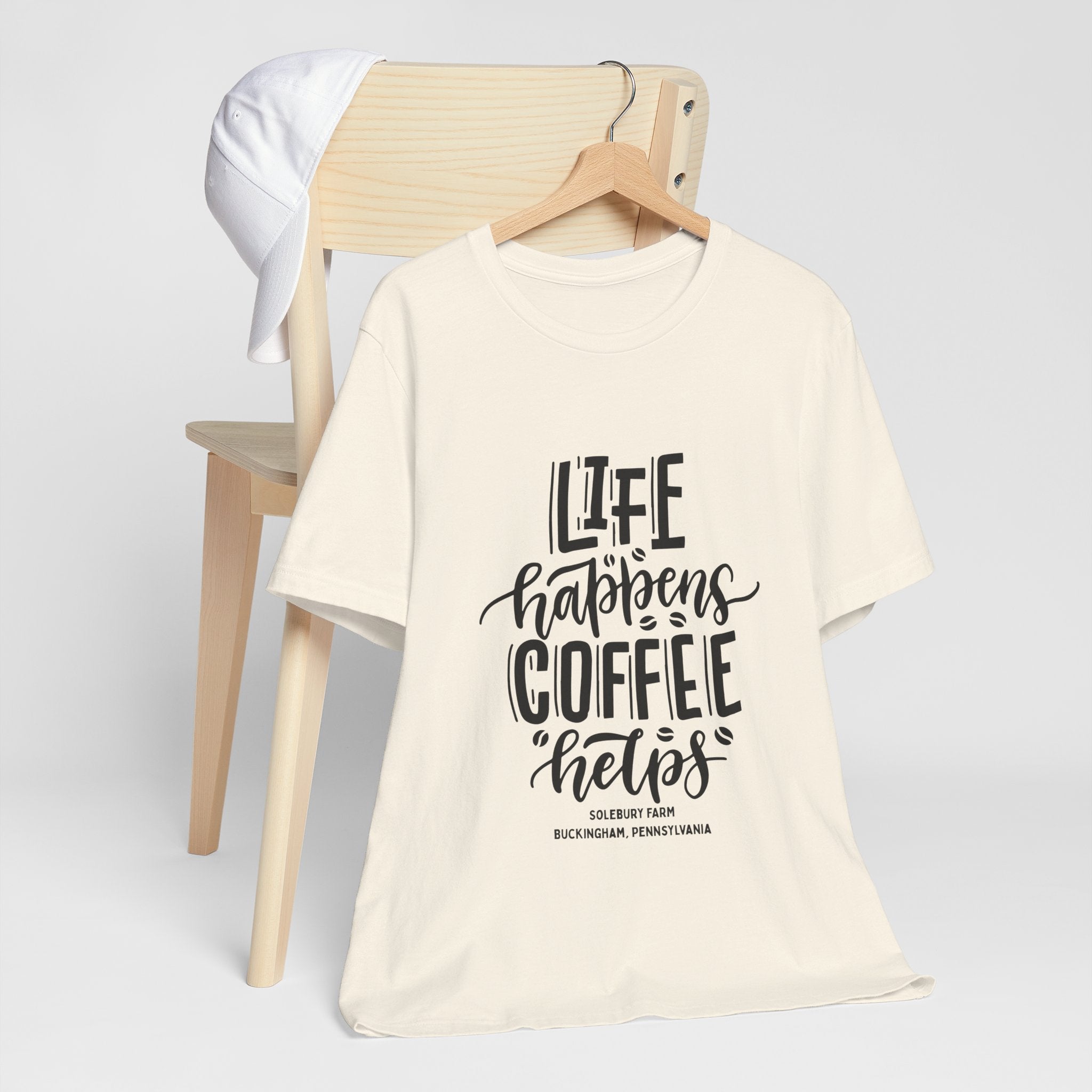 Unisex Coffee Quote Tee - Perfect Gift for Cafe Lovers, Birthday, Casual Wear, Coffee Enthusiasts, Life Happens T-Shirt