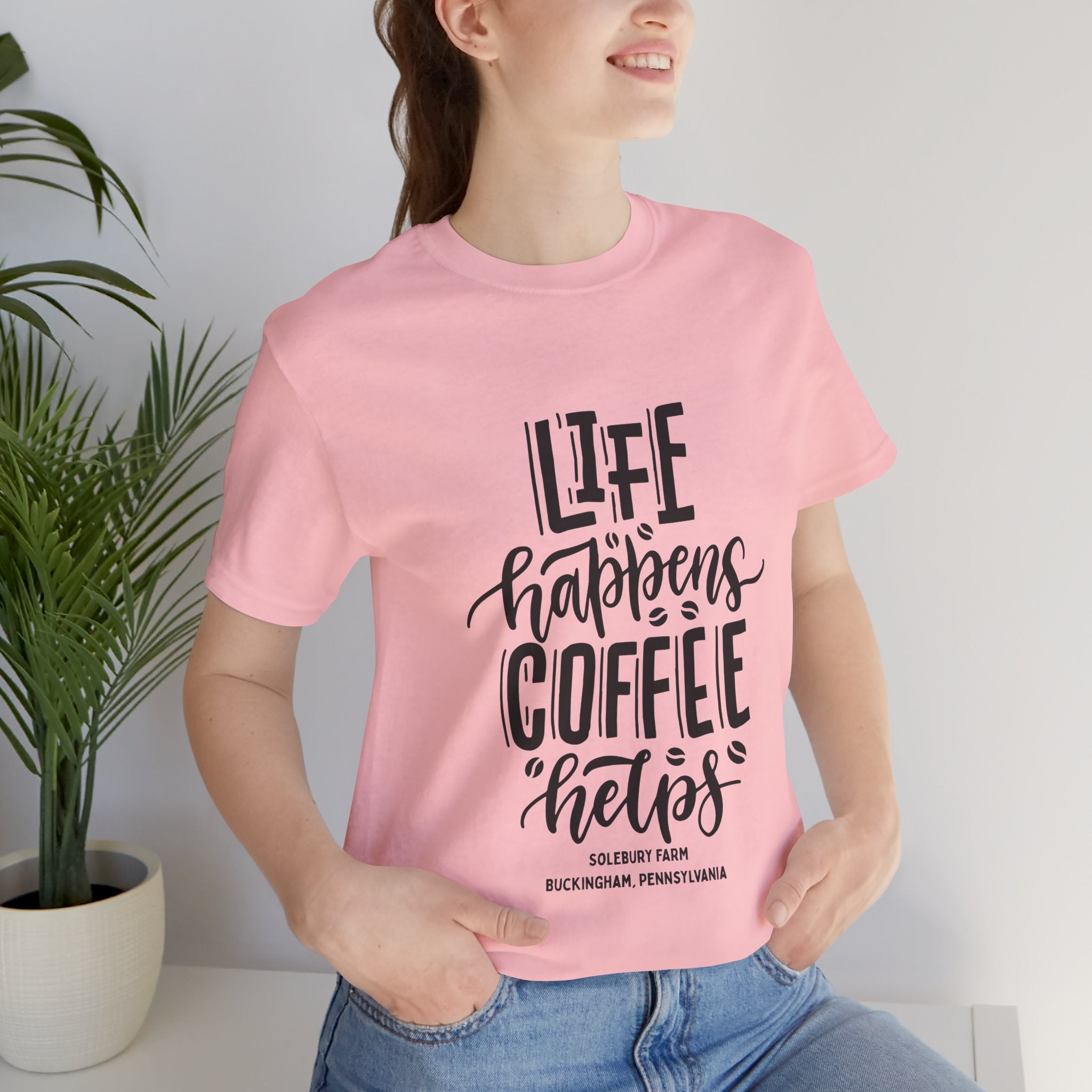 Unisex Coffee Quote Tee - Perfect Gift for Cafe Lovers, Birthday, Casual Wear, Coffee Enthusiasts, Life Happens T-Shirt