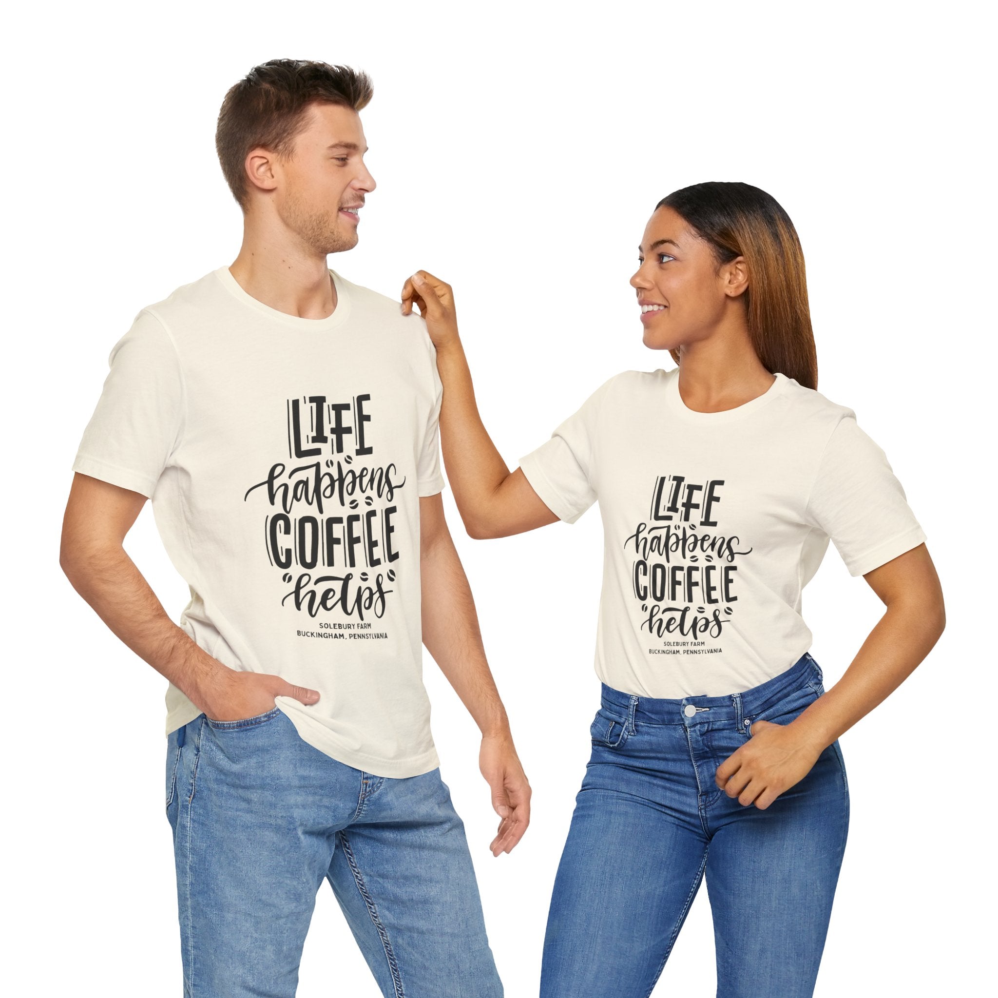 Unisex Coffee Quote Tee - Perfect Gift for Cafe Lovers, Birthday, Casual Wear, Coffee Enthusiasts, Life Happens T-Shirt