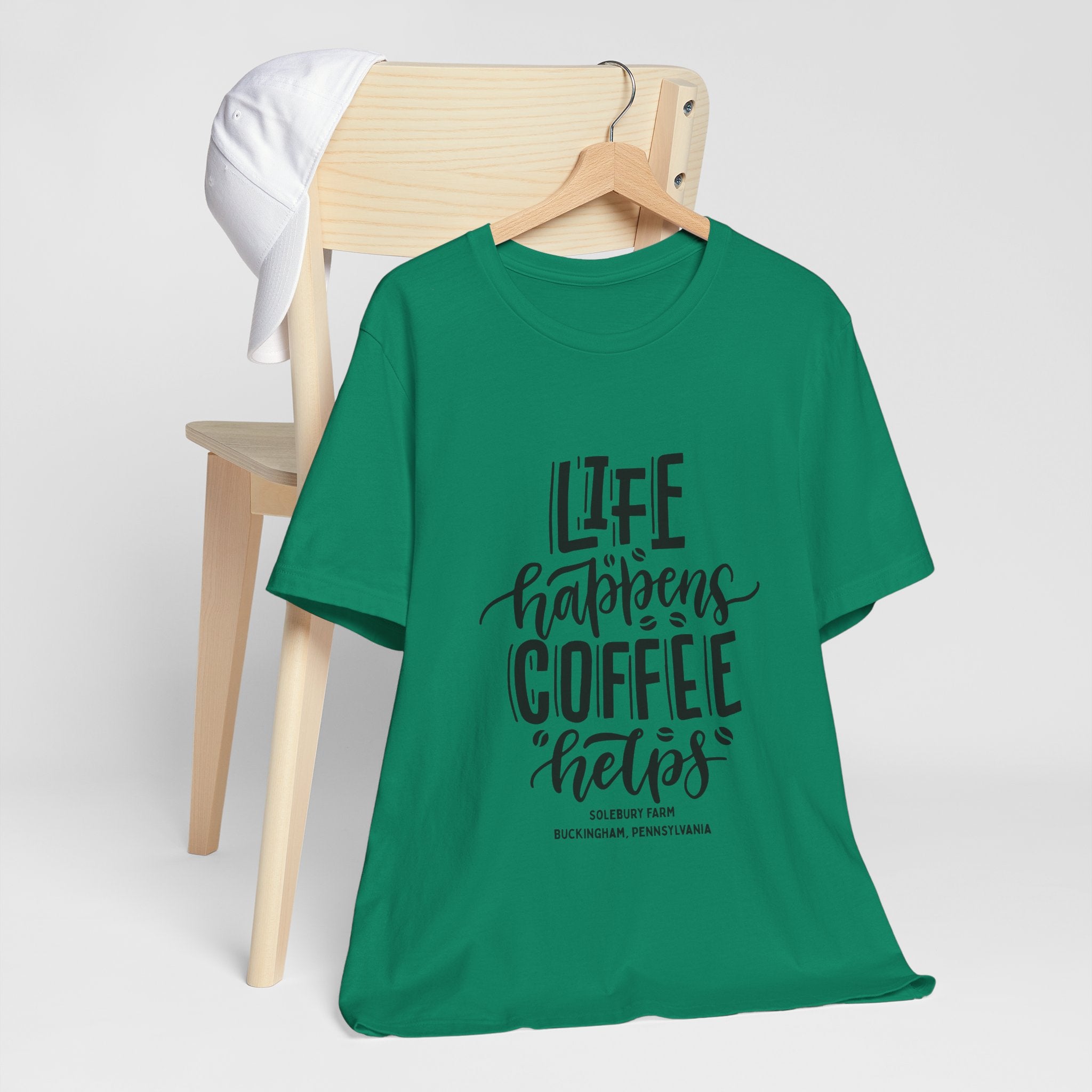 Unisex Coffee Quote Tee - Perfect Gift for Cafe Lovers, Birthday, Casual Wear, Coffee Enthusiasts, Life Happens T-Shirt