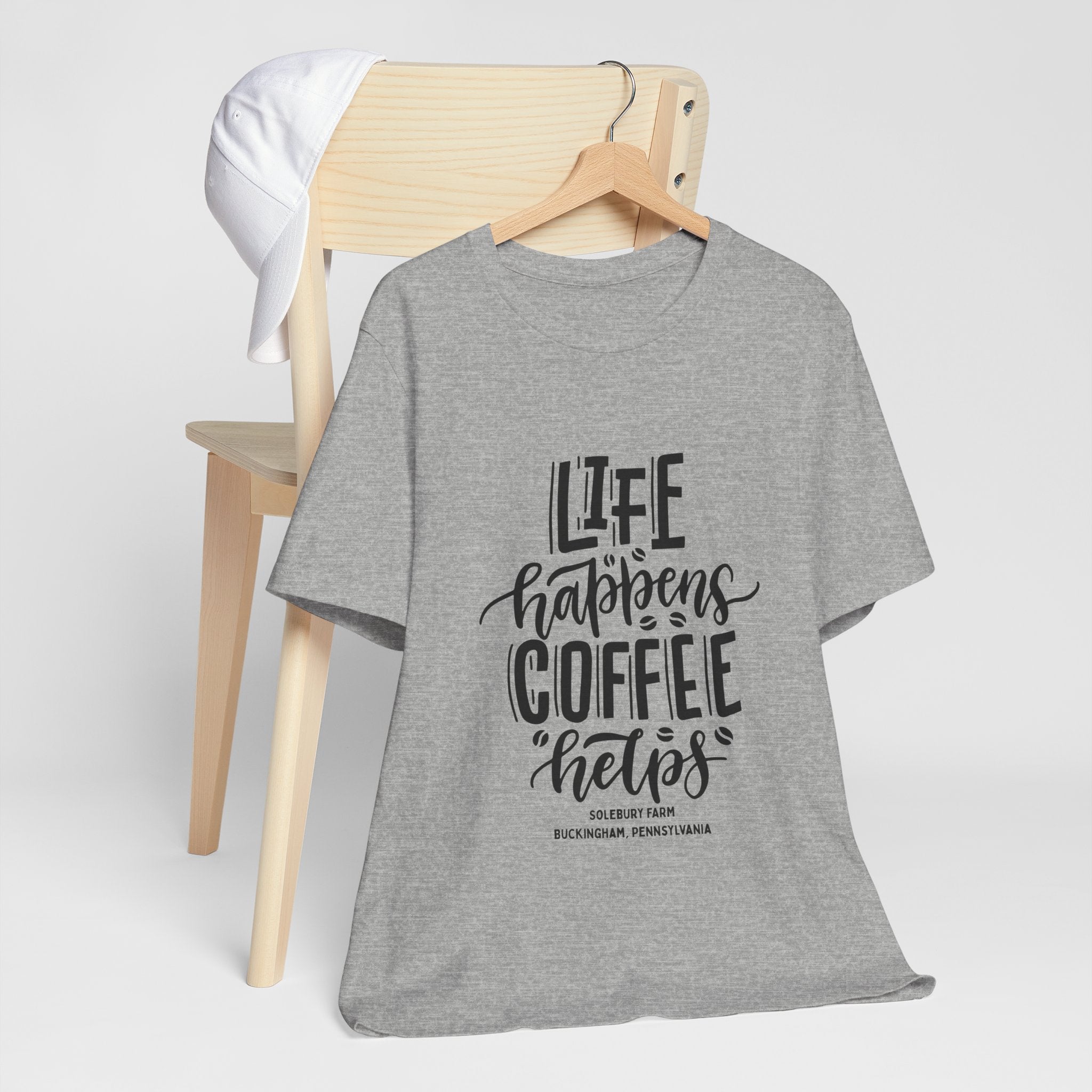 Unisex Coffee Quote Tee - Perfect Gift for Cafe Lovers, Birthday, Casual Wear, Coffee Enthusiasts, Life Happens T-Shirt