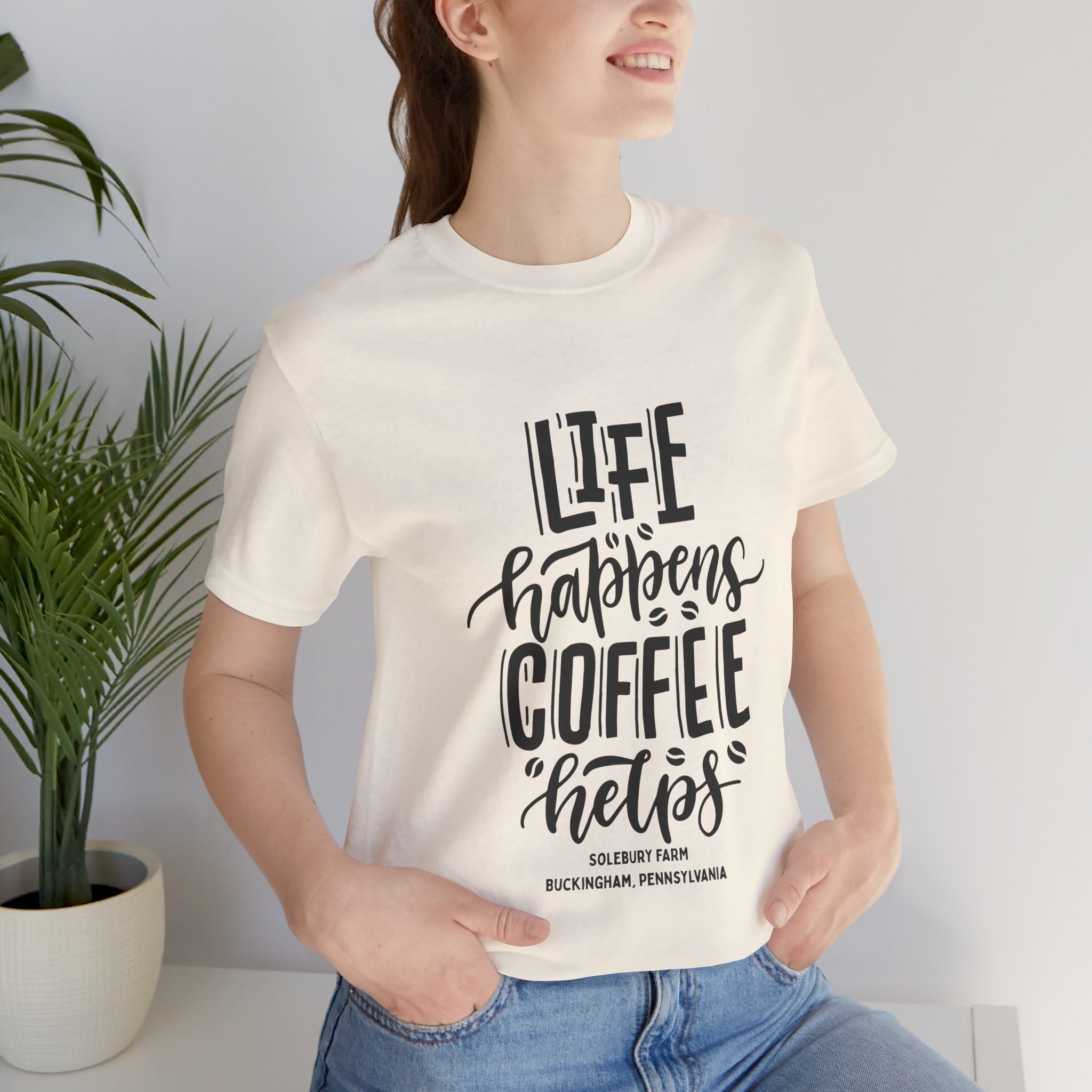Unisex Coffee Quote Tee - Perfect Gift for Cafe Lovers, Birthday, Casual Wear, Coffee Enthusiasts, Life Happens T-Shirt