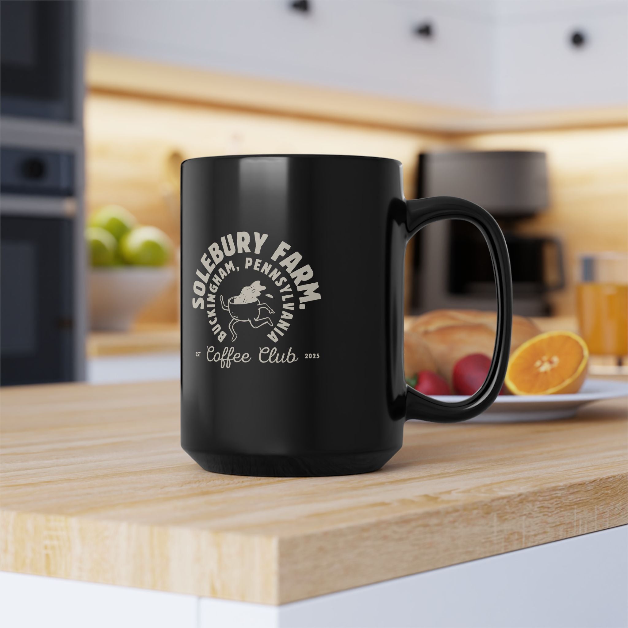 Solebury Coffee Club Black Mug | Custom Coffee Mug | Coffee Lover Gift | Home Office Decor | Funny Coffee Mug | 11oz, 15oz